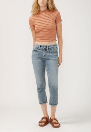 Silver Jeans Co.&reg; Suki Curvy Mid Rise Luxe Stretch Cuffed Cropped Jean