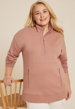 Plus Size Athleisure Half Zip Pullover Sweatshirt