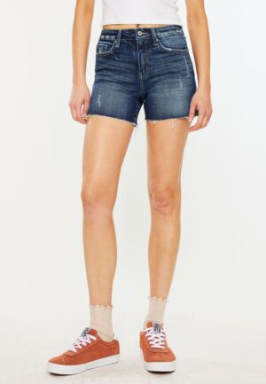 KanCan&trade; Dark High Rise Frayed Hem 4in Short