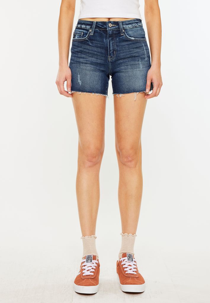 KanCan™ Dark High Rise Frayed Hem 4in Short - Image 3
