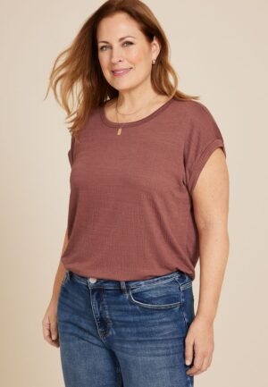 Plus Size 24/7 Clara Textured Short Sleeve Tee