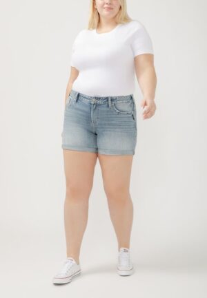 Plus Size Silver Jeans Co.&reg; Britt Curvy Low Rise Vintage Thick Stitch Rolled Hem 5.5in Short