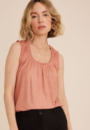 Effortless Ruched Shimmer Tank Top