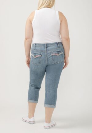 Plus Size Silver Jeans Co.&reg; Elyse Mid Rise Luxe Stretch Americana Cuffed Capri