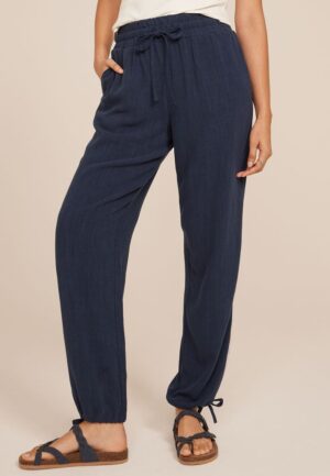 Linen Blend Convertible Mid Rise Wide Leg Pant