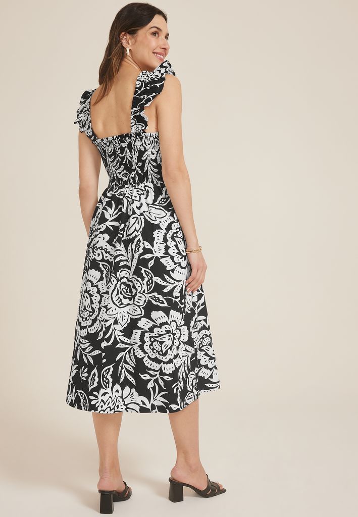 Floral Flutter Poplin Midi Dress - Image 2
