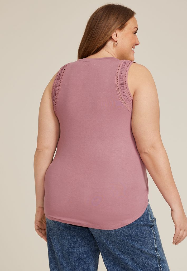 Plus Size Lattice Trim Tank Top - Image 2