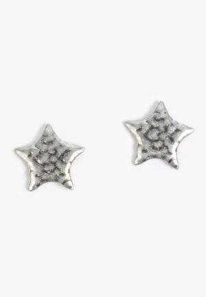 Silver Hammered Star Earrings