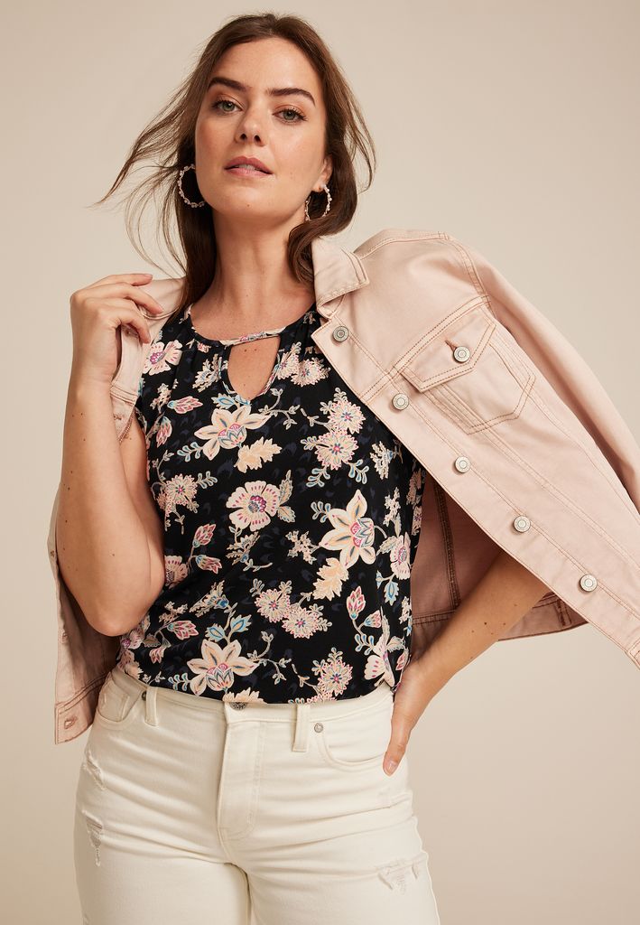 Isla Floral Keyhole Tank Top - Image 3