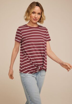 24/7 Austin Striped Knot Hem Tee