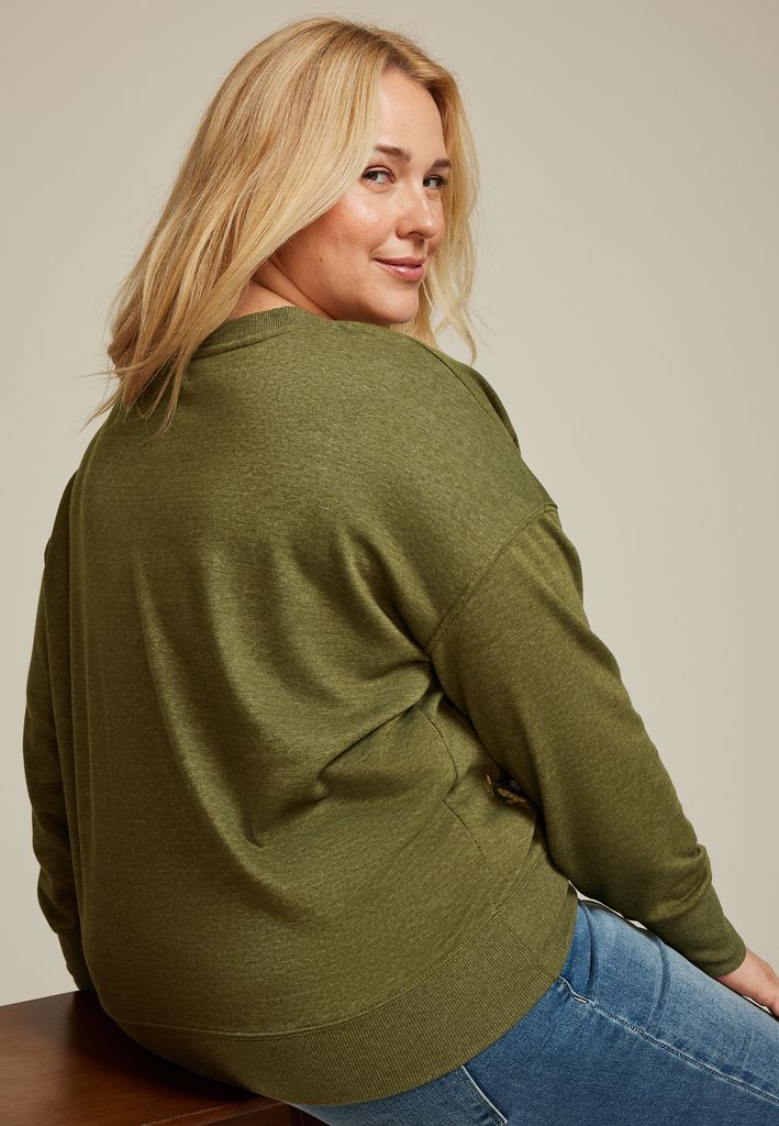 Plus Size Embroidered Floral Sweatshirt - Image 2