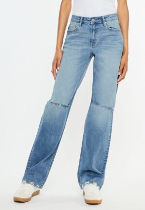 KanCan&trade; High Rise Open Ripped Straight Jean