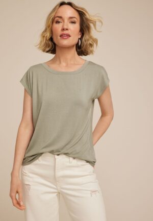 Rhinestone Embellished Boat Neck Tee