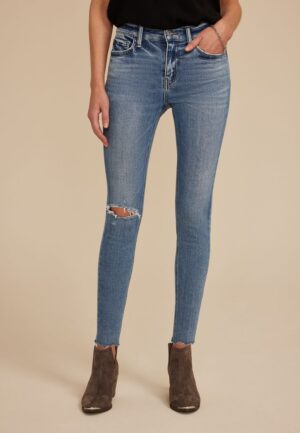 Flying Monkey&trade; Mid Rise Open Ripped Skinny Ankle Jean