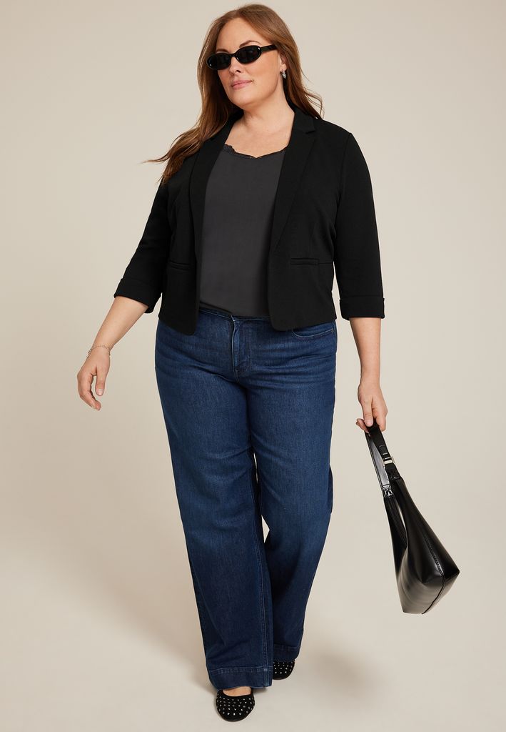 Plus Size Versa Open Front Cropped Blazer - Image 3