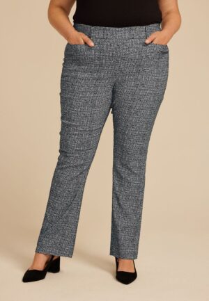 Plus Size Bengaline Tweed Mid Rise Bootcut Pant