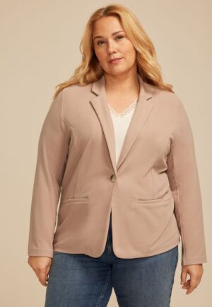Plus Size Brushed Single Button Blazer