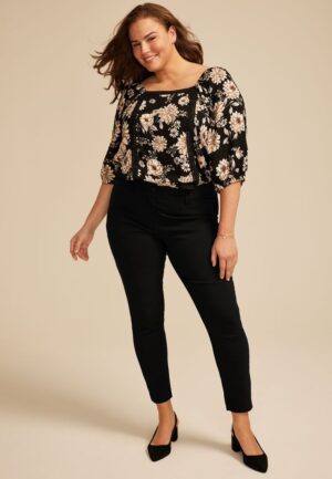 Plus Size Bengaline Constructed Waist Mid Rise Skinny Dress Pant