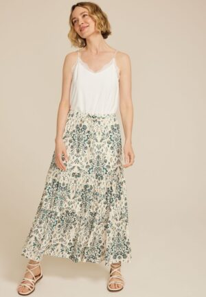 Multi Print High Rise Maxi Skirt