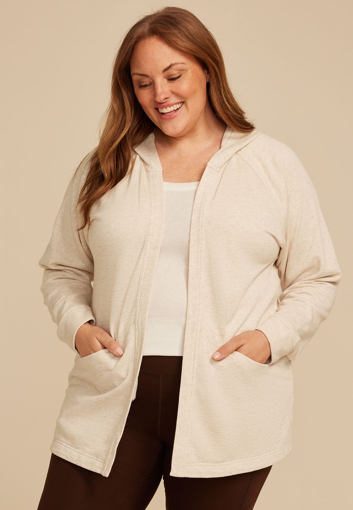 Plus Size French Terry Hooded Cardigan