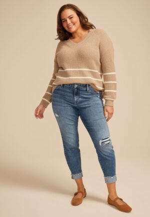 Plus Size m jeans by maurices&trade; Cool Comfort Mid Rise Backed Ripped Ankle Jegging