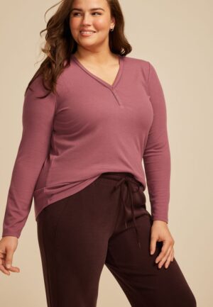 Plus Size Heartland Henley Long Sleeve Tee