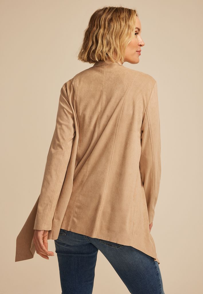 Faux Suede Waterfall Cardigan - Image 2