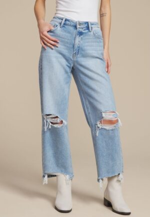 Flying Monkey&trade; High Rise Frayed Hem Ankle Straight Jean