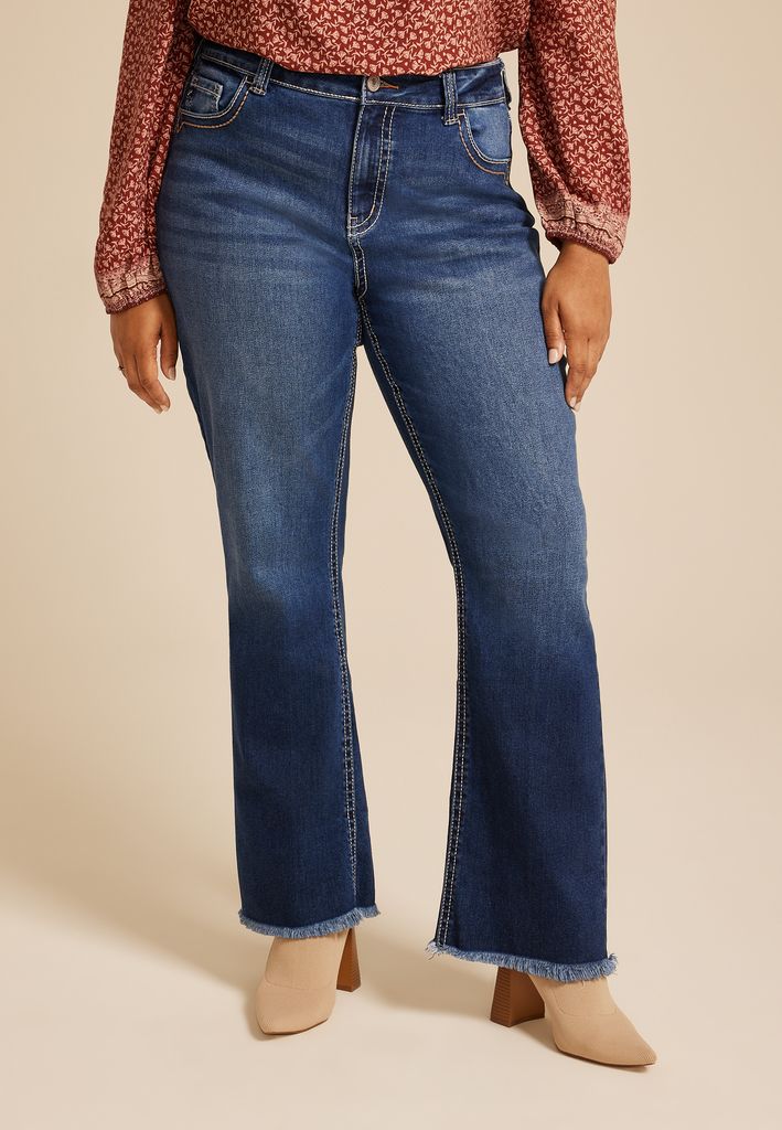 Plus Size KanCan™ Curvy Mid Rise Frayed Hem Bootcut Jean