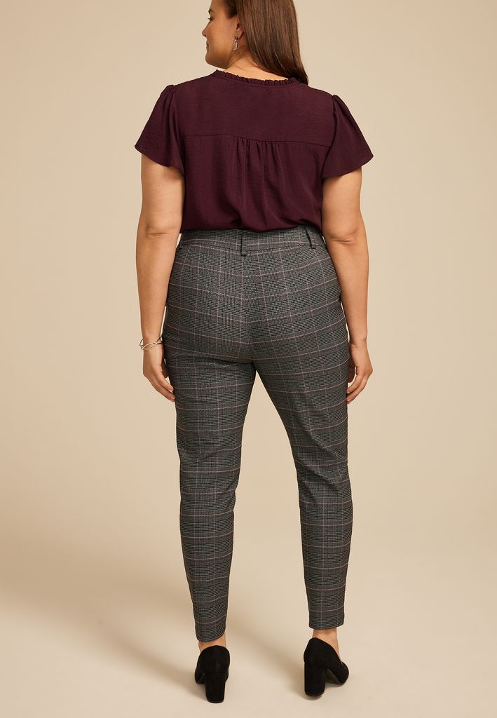 Plus Size Plaid Bengaline Mid Rise Skinny Pant - Image 2