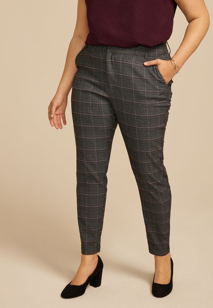 Plus Size Plaid Bengaline Mid Rise Skinny Pant - Image 3
