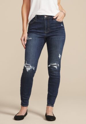 m jeans by maurices&trade; Dark Cool Comfort High Rise Backed Ripped Jegging