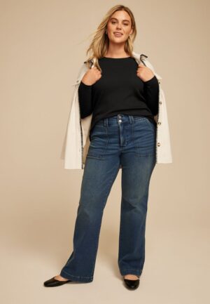 Plus Size 24/7 Ada Ribbed Long Sleeve Tee