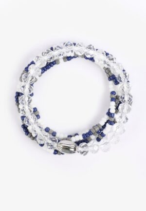 Game Day Navy Blue And White Stretch Bracelet Set
