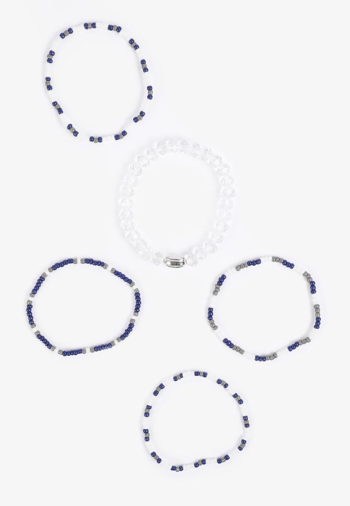 Game Day Navy Blue And White Stretch Bracelet Set - Image 2