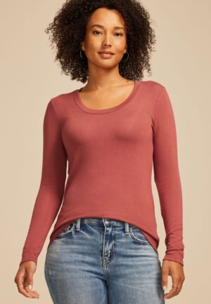 24/7 Brushed Ribbed Scoop Neck Tee