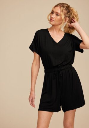 24/7 V Neck Tie Waist Romper