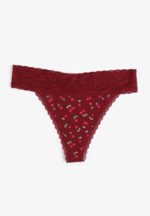 Simply Comfy Cotton Cherry Print Thong Panty