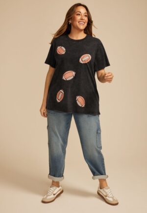 Plus Size Football Oversized Fit Graphic Tee