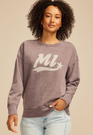 State Satin Letter Crew Neck Sweatshirt