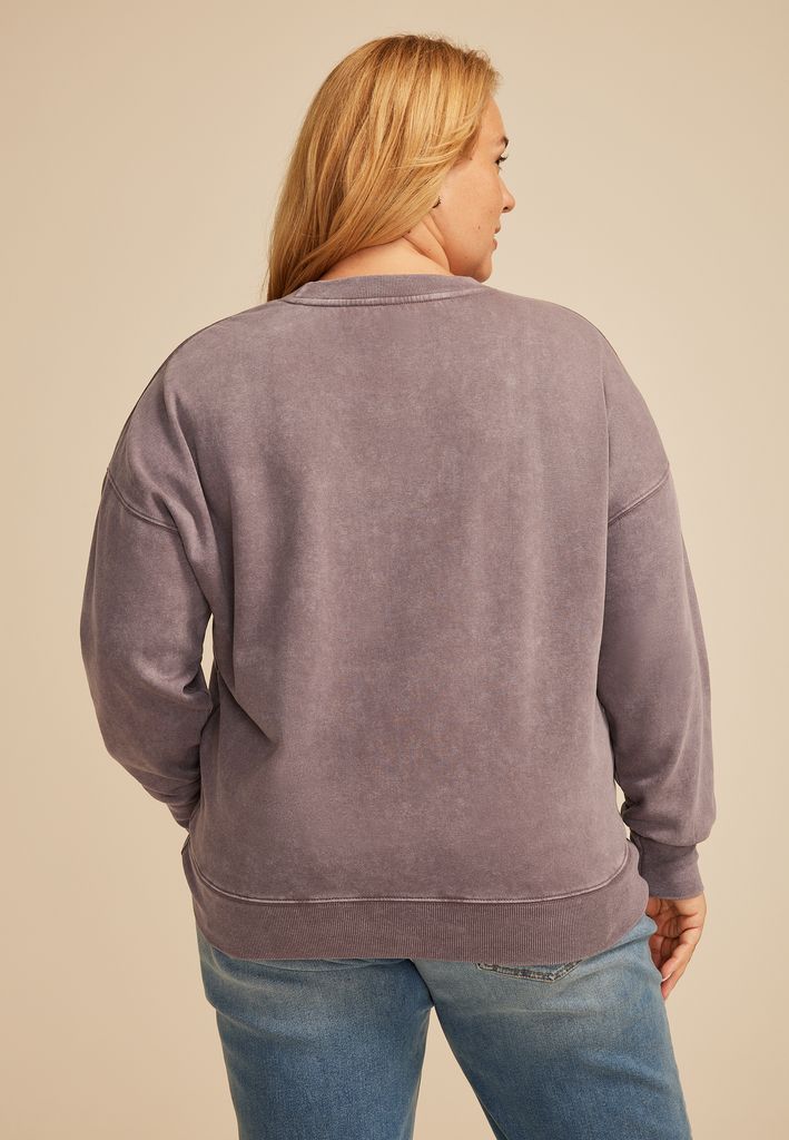 Plus Size State Satin Letter Crew Neck Sweatshirt - Image 2