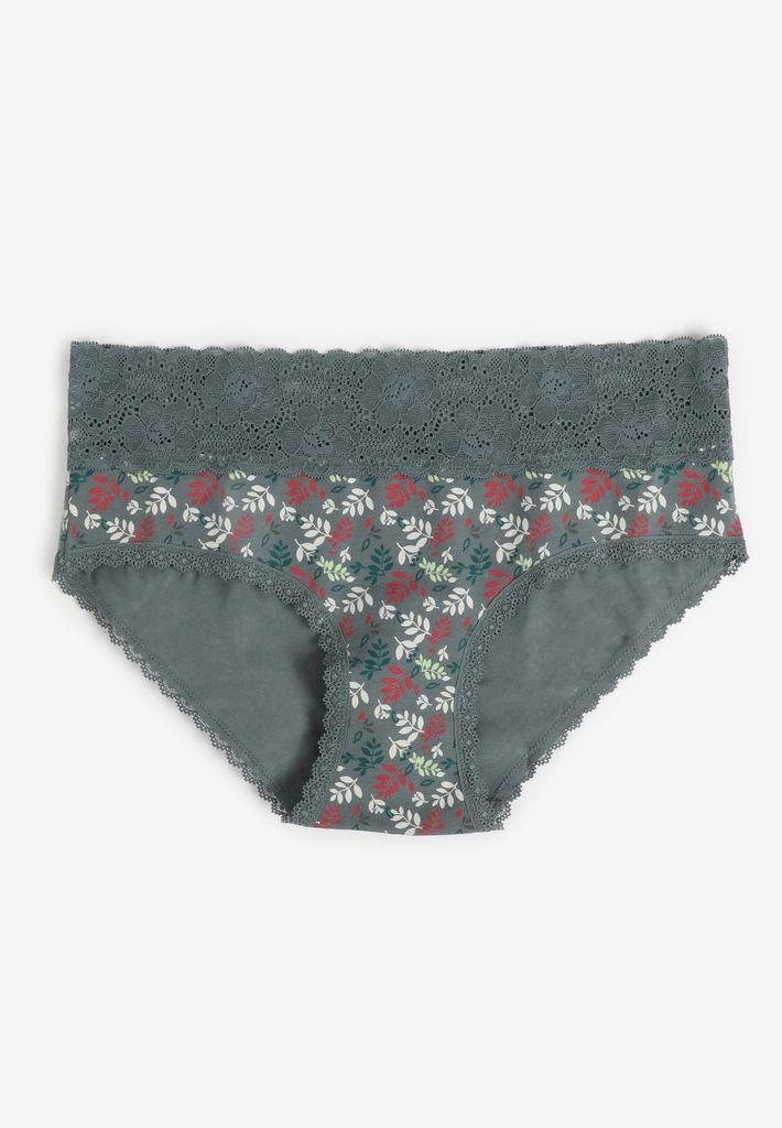 Simply Comfy Cotton Colorful Leaf Print Hipster Panty