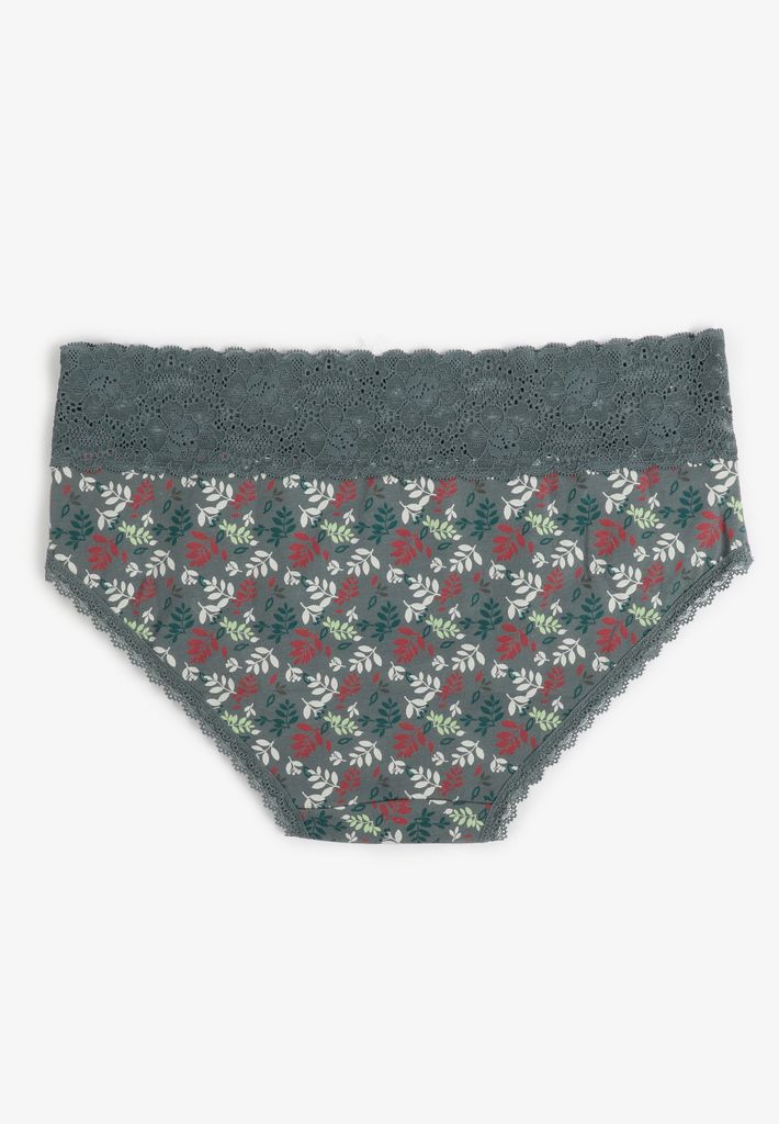 Simply Comfy Cotton Colorful Leaf Print Hipster Panty - Image 2