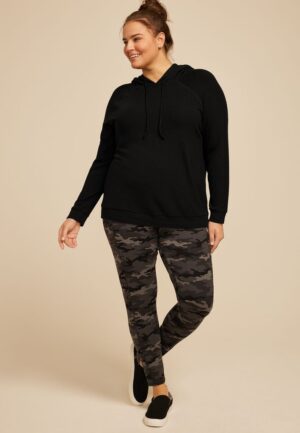 Plus Size Brushed Solid Hoodie