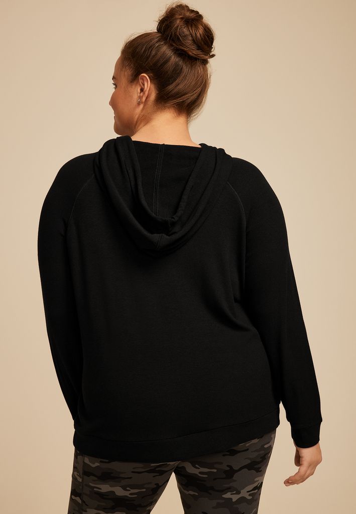 Plus Size Brushed Solid Hoodie - Image 2