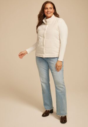 Plus Size Corduroy Quilted Vest