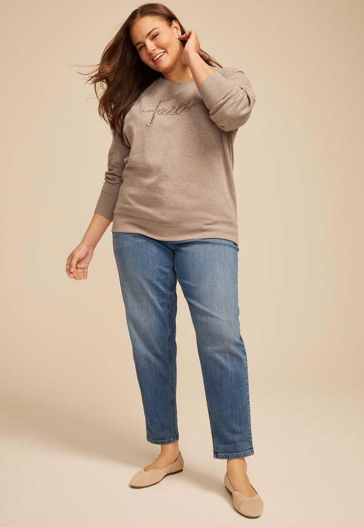 Plus Size Faith Embroidered Relaxed Sweatshirt - Image 3