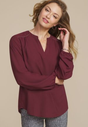 Silver Trim V Neck Blouse