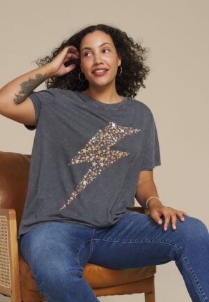 Plus Size Star Lightning Bolt Oversized Fit Graphic Tee