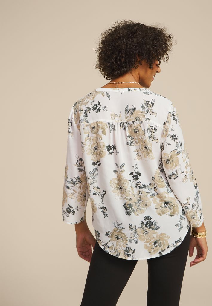 Atwood Floral 3/4 Sleeve Popover Blouse - Image 2